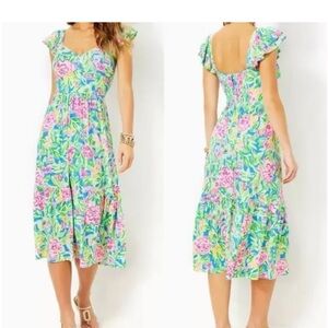 Lilly Pulitzer Vibrant Floral Midi Dress
